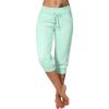 Canbebig Sweatpants for Women Capri Pants Cropped Jogger Running Pants Lounge Loose Fit Drawstring Waist Trousers with Pockets Mint Green view 1