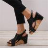 Ladmiple Womens Wedges Shoes Women's Closed Toe Espadrilles Wedges Tie Up Wedge Sandals Women's Elastic Ankle Strap Espadrilles Wedge Sandals view 2