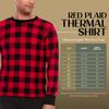JMR Mens Thermal Shirt Long Sleeve - Heavyweight 100% Cotton Waffle Weave Top, Warm Breathable Base Layer or Standalone Cold Weather Essential (Red Plaid) view 2