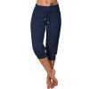 Canbebig Sweatpants for Women Capri Pants Cropped Jogger Running Pants Lounge Loose Fit Drawstring Waist Trousers with Pockets Navy view 1