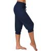 Canbebig Sweatpants for Women Capri Pants Cropped Jogger Running Pants Lounge Loose Fit Drawstring Waist Trousers with Pockets Navy view 2