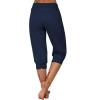 Canbebig Sweatpants for Women Capri Pants Cropped Jogger Running Pants Lounge Loose Fit Drawstring Waist Trousers with Pockets Navy view 3