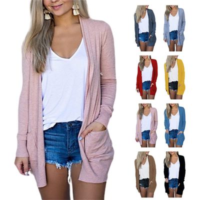 Cardigans for Women Thin Summer Beach Cardigan Lightweight Cover Ups Solid Open Front Cardigans Outwear with Pockets Pink