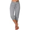 Canbebig Sweatpants for Women Capri Pants Cropped Jogger Running Pants Lounge Loose Fit Drawstring Waist Trousers with Pockets Grey view 1
