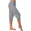Canbebig Sweatpants for Women Capri Pants Cropped Jogger Running Pants Lounge Loose Fit Drawstring Waist Trousers with Pockets Grey view 2