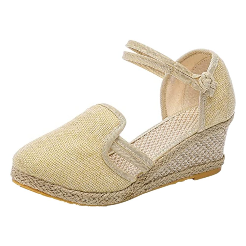 Ladmiple Womens Wedges Wide Width Women's Platform Sandals Wedge Ankle Strap Open Toe Sandals
