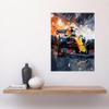 Artery8 Grand Prix Race Car in Action on Track Circuit Large Wall Art Poster Print Thick Paper 18X24 Inch view 2