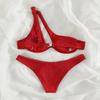 Solid Color Bikini Sets One Shoulder Beachwear Low Waist Beach Equipment for Women Swimming Suit Brazilian Padded Swimwear (as1, Alpha, m, Regular, Regular, Red) view 2