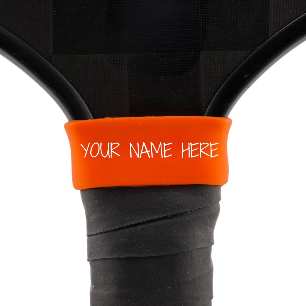 Customized Pickleball Paddle Band Tangerine Orange | Custom Silicone Name Grip for Racket, Tennis & Racquetball Premium Customized Sport Accessory Personalized Paddle Band - Ships Fast from USA