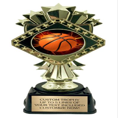 Sports Trophy Award with Engraved Plate - Team or Individual Trophies for Kids and Adults: Chooses from: Football, Basketball, Baseball, Soccer or Hockey (Basketball)