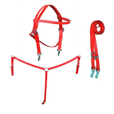 CHALLENGER Horse Western PVC Coated 3-Piece Tack Set Bridle Breast Collar Reins 40MIB02RD