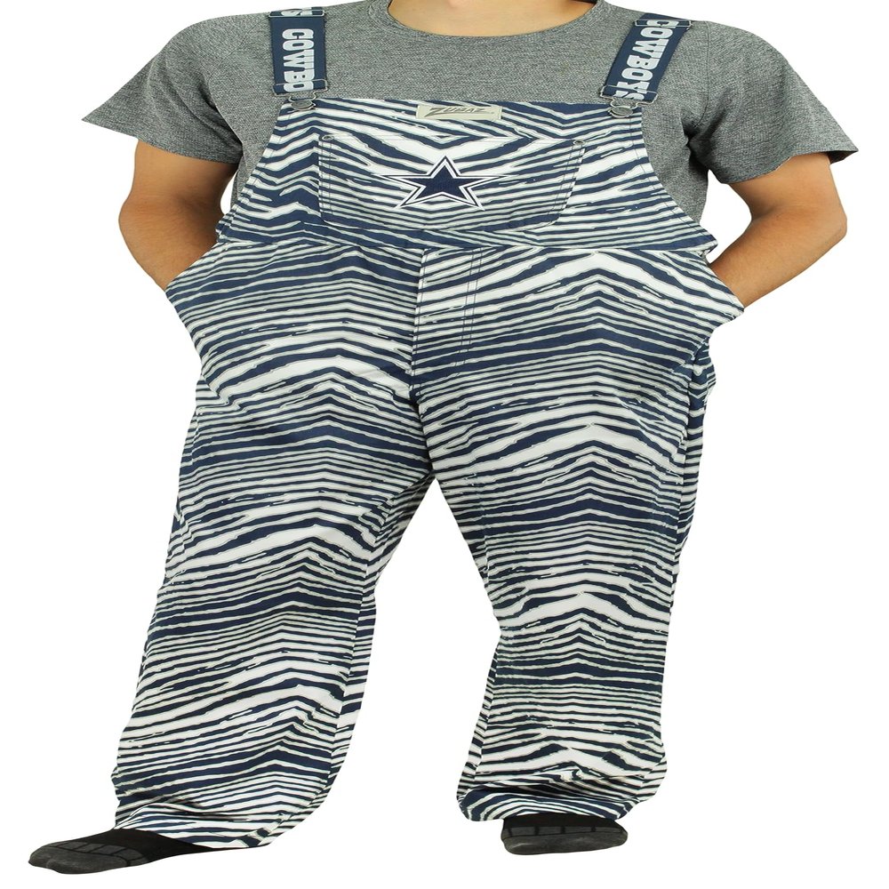 Zubaz NFL Men's Zebra Bib Overalls with Scattered Logo Liner, Dallas Cowboys, XX-Large