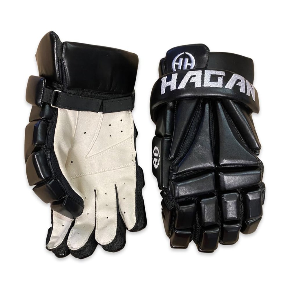 HAGAN H-9.0 Lacrosse Style Player Glove (Black, Medium)
