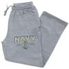 CornBorn Navy Sweat Pants - Premium Fleece U.S. Navy 3 Stripe Anchor Logo - Gray - Medium