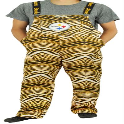 Zubaz NFL Men's Zebra Bib Overalls with Scattered Logo Liner, Pittsburgh Steelers, XX-Large