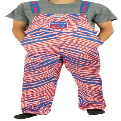 Zubaz NFL Men's Zebra Bib Overalls with Scattered Logo Liner, Bills Mafia, XX-Large