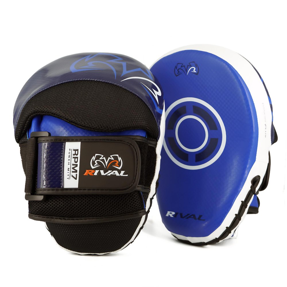 RIVAL Boxing RPM7 Fitness Plus Punch Mitts - Curved Striking Surface, Hook and Loop Wrist, Ergonomic Fit, and Padded Finger Protector