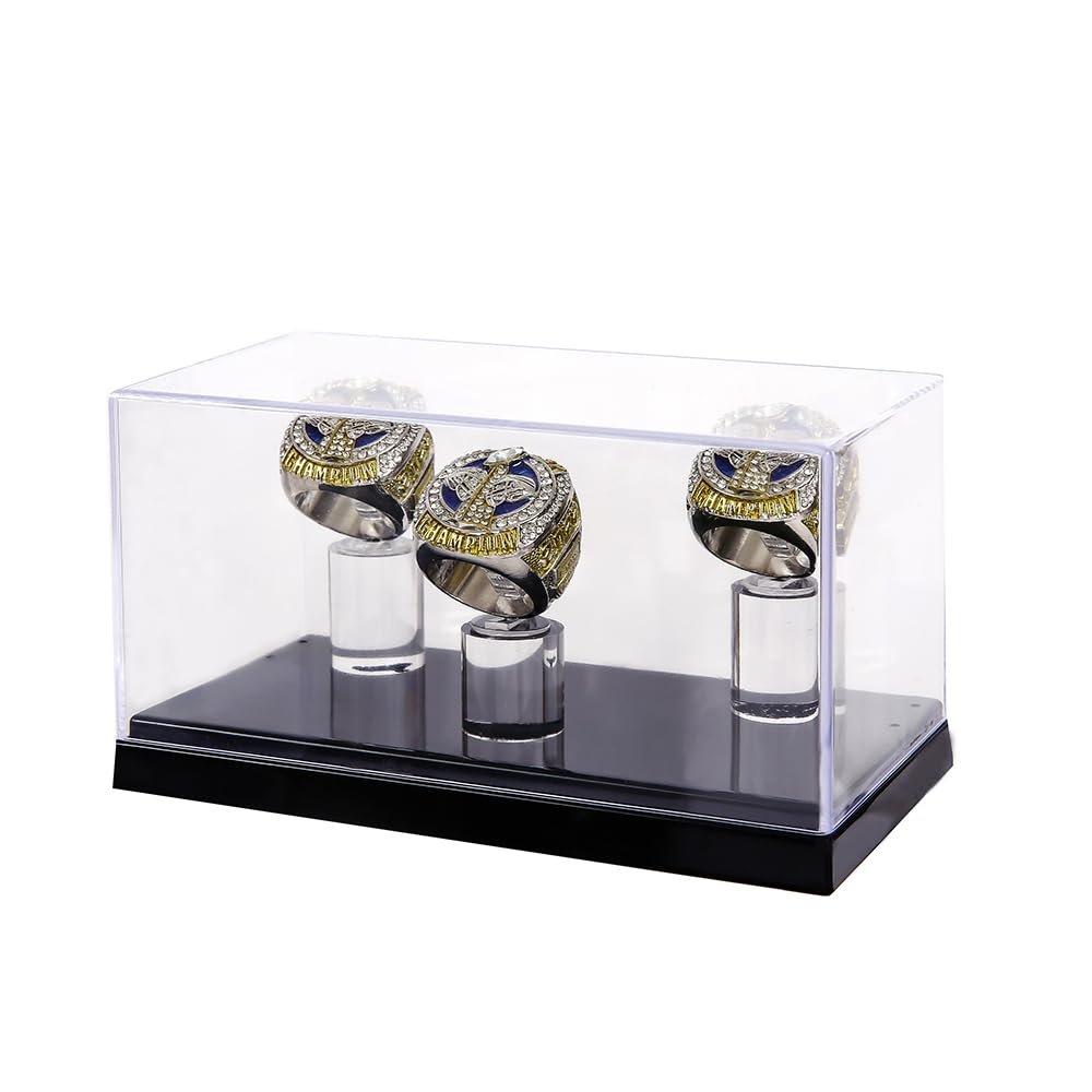 Championship Ring Display Case 1 Slot Hole | Baseball Ring Display Box | Softball Ring Box | Football Ring Case | Sport Ring Display Box | High School Ring Display Box (Three Holes-2)