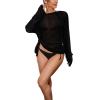 Women's Sexy Knit Crochet Sweater Crochet Cover Ups for Women Sheer Beach Tops Sexy Mesh Summer Bikini Swimsuit Cover-up,Black,One Size view 1