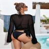 Women's Sexy Knit Crochet Sweater Crochet Cover Ups for Women Sheer Beach Tops Sexy Mesh Summer Bikini Swimsuit Cover-up,Black,One Size view 4