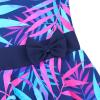 Girls Swimsuit One Piece UPF 50+ Floral Skirted Bathing Suit Modest Beach Swim Dress S363_NavyLeaves_104/110 view 2