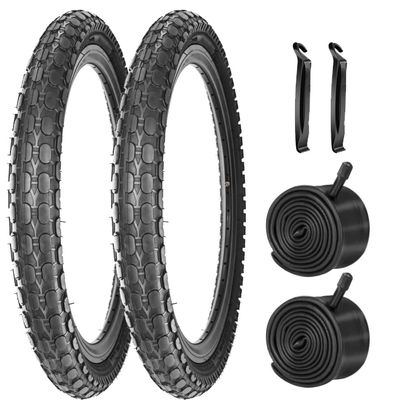 Kids Bike Tire 20 Inch Folding Bicycle Replacement Tire 20 X 2.125 Fit Children Road Bike (2 Tires 2 Tubes)