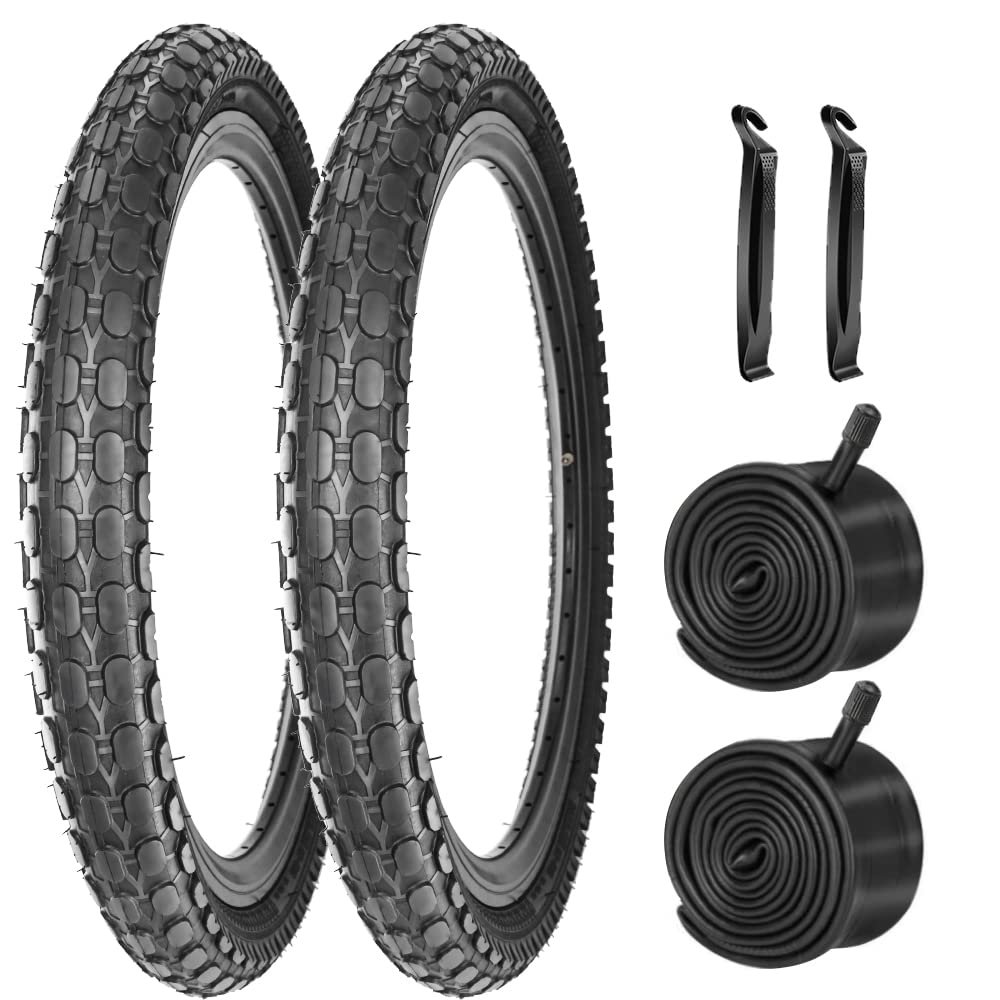 Kids Bike Tire 20 Inch Folding Bicycle Replacement Tire 20 X 2.125 Fit Children Road Bike (2 Tires 2 Tubes)