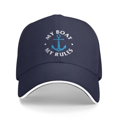 My Boat My Rules Funny Captain Boating Baseball Cap Men Trucker Hat Women Baseball Hat Sun Hat Dad Cap Navy Blue