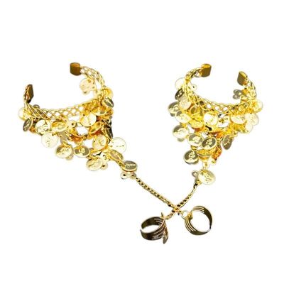 HXSCOO Belly Dance Vintage Bohemian Indian Jewelry Sets Professional Performance Dance Necklace Earrings For Women Ethinc Accessorie (Color : Gold Bracelet, Size : One Size)