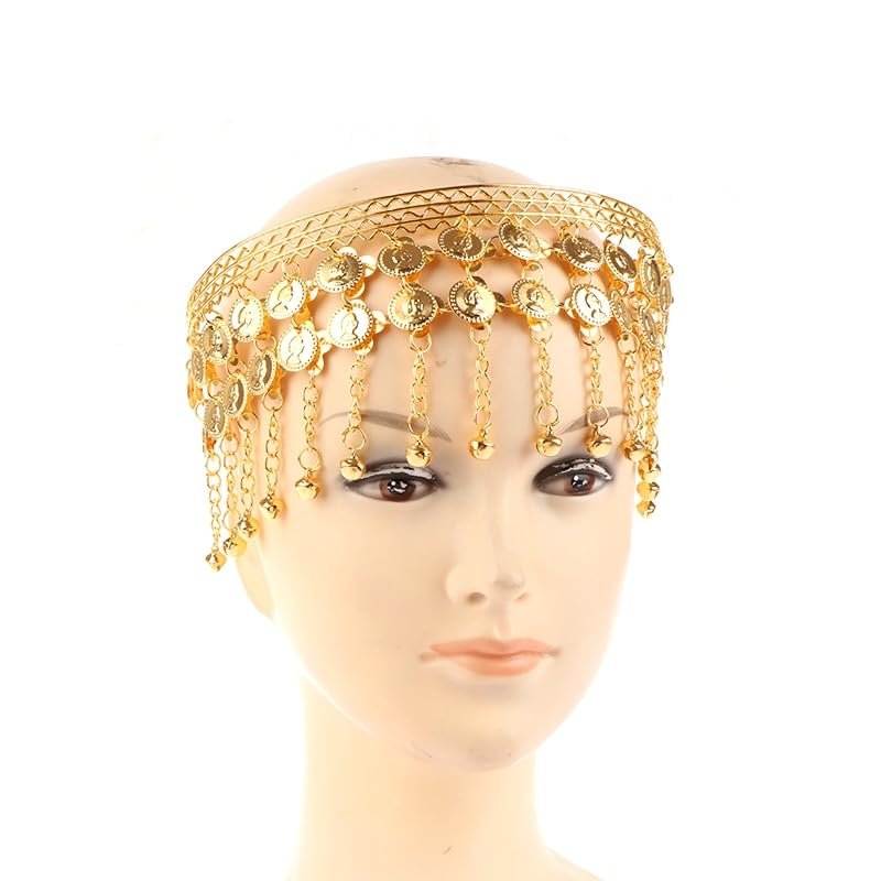 1Pc Women Belly Dance Hairpin Coins Tassels Gypsy Headband Indian Performance Clothing Headbands Head Chain Party Hair Jewelry (Color : A)