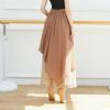 YOLAI Women's Casual Chiffon Colour Blocking Dance Wide Legged Long Pants Practice Exercises Dance Training Pants (Khaki, S) view 2