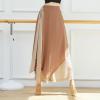 YOLAI Women's Casual Chiffon Colour Blocking Dance Wide Legged Long Pants Practice Exercises Dance Training Pants (Khaki, S) view 3