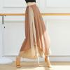 YOLAI Women's Casual Chiffon Colour Blocking Dance Wide Legged Long Pants Practice Exercises Dance Training Pants (Khaki, S) view 4