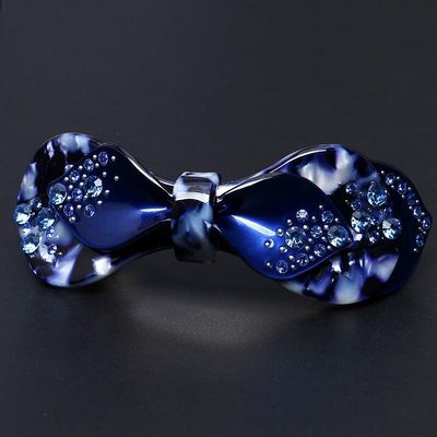 Korean style bow spring hairpin light luxury half-tie top clip horizontal clip elegant female fashion hair accessories (Color : MHM-01-198-08)