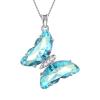 Aurora Tears Butterfly Necklace Earrings Ring Bracelet - Women 925 Sterling Silver Animal Butterflies March Birthstone Pendant Blue Crystal Wedding Birthday Jewelry DP0311H view 1
