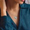 Aurora Tears Butterfly Necklace Earrings Ring Bracelet - Women 925 Sterling Silver Animal Butterflies March Birthstone Pendant Blue Crystal Wedding Birthday Jewelry DP0311H view 4