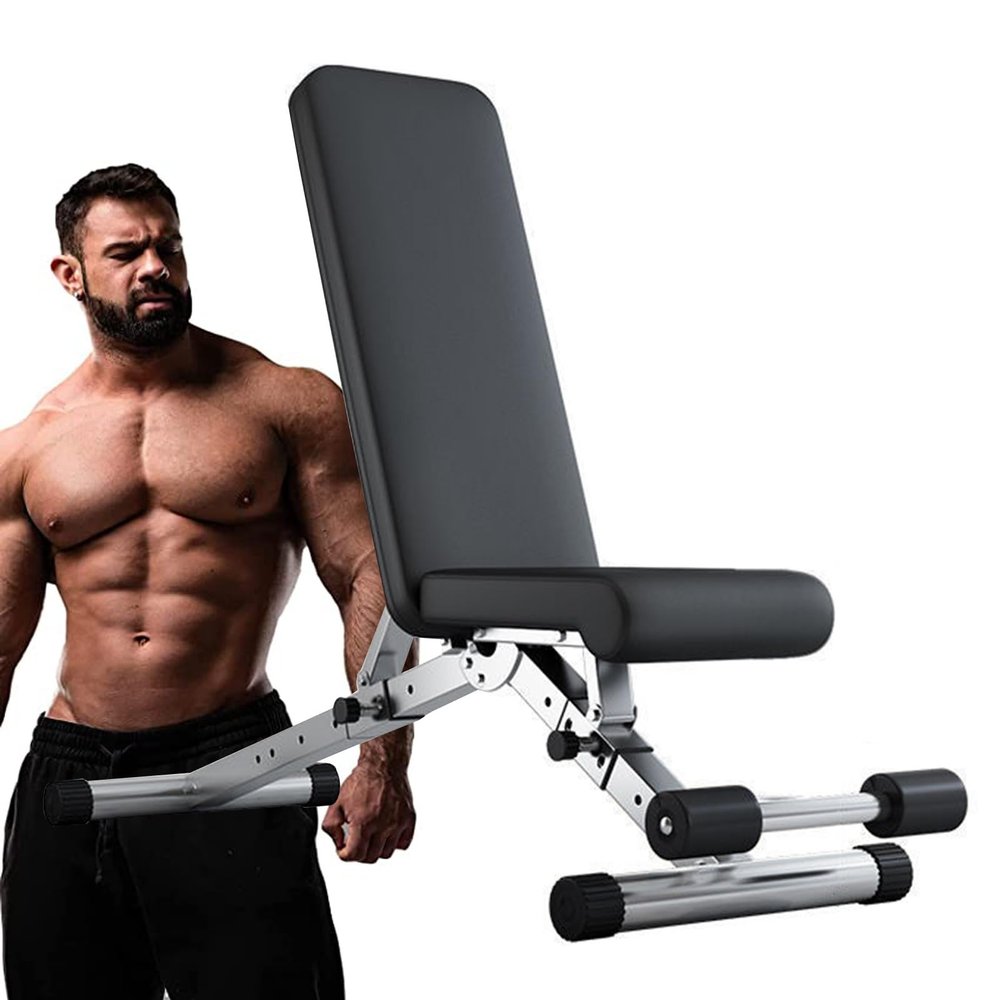 RIEJIN Foldable Workout Bench Adjustable Weight Bench Press 880 LBS Weight Capacity for Strength Training Home Gym Equipmenta