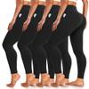 4 Pack Leggings with Pockets for Women Plus Size 2XL-3XL High Waisted Tummy Control Butt Lifting Soft Workout Slimming Black No See-Thru Yoga Pants Workout Running Gym Athletic 7/8 Leggings view 1