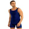 HULIJA Men One Piece Vest Tank Top Wrestling Singlets Bodysuit Workout Gymnastics Leotard Sleeveless Unitard Biketard Navy Blue XX-Large view 2