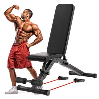RIEJIN Workout Bench, Adjustable Weight Bench Folding Weight Bench, Easy to Use Sturdy Durable for Home Gym Dumbbell Exercise