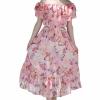 KAGAYD Toddler Boho Dress Tea Party Dress for Girls Chiffon Dress Summer Foreign Style Mid Length Beach (Pink, 9-10 Years) view 2