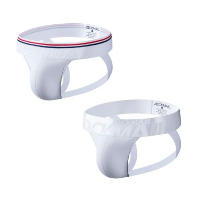 JOCKMAIL 2PCS/Pack Mens Jock Strap Briefs Mens Athletic Jockstrap Mens Cotton Seamless Thongs Underwear (as1, alpha, l, regular, regular, 231White+232White)
