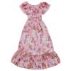 KAGAYD Toddler Boho Dress Tea Party Dress for Girls Chiffon Dress Summer Foreign Style Mid Length Beach (Pink, 13-14 Years) view 1