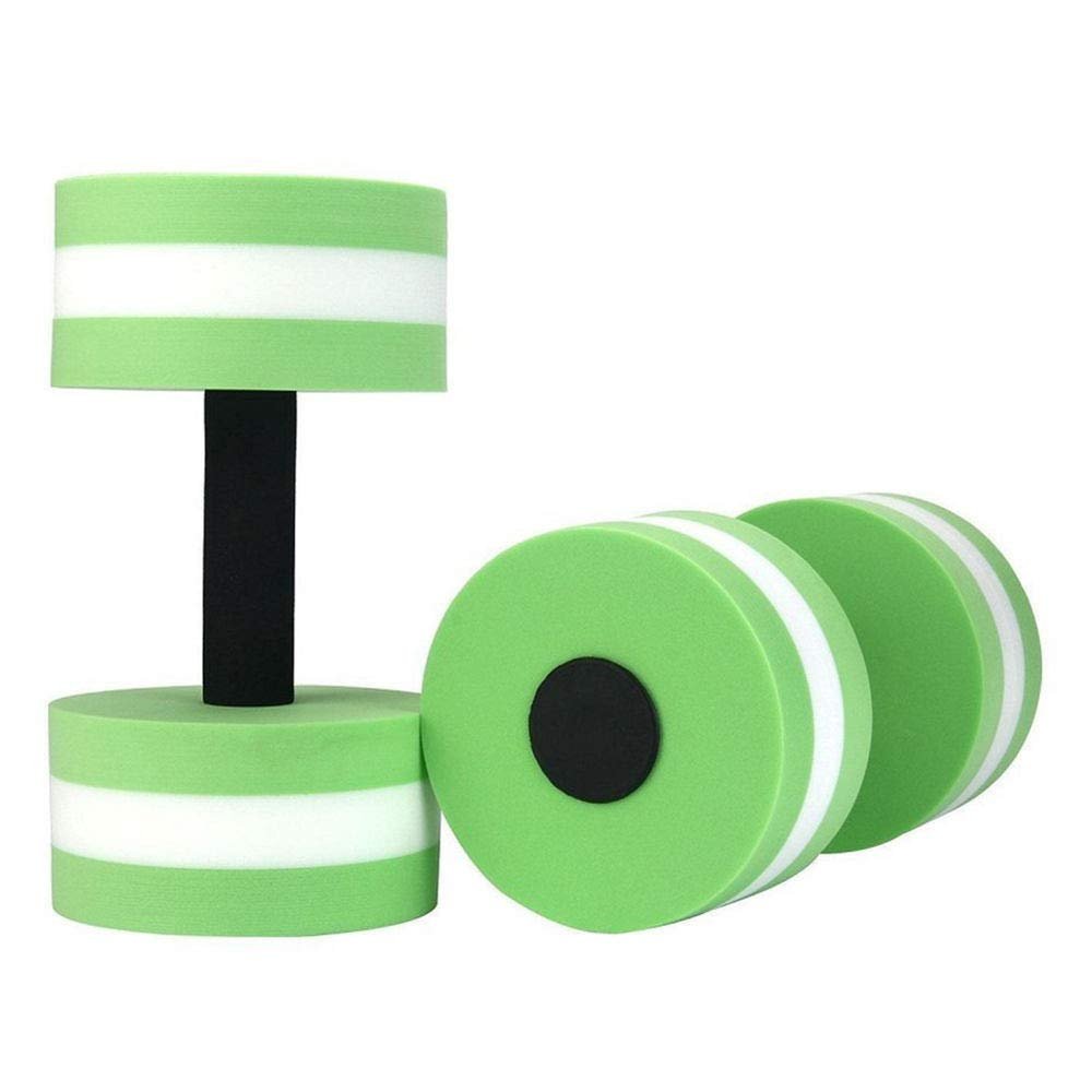 Water Dumbbells - Set of 2 Aquatic Exercise Dumbell, Aqua Dumbbells for Water Aerobics, EVA Foam Dumbbells Pool Resistance Water Fitness Equipment, Water Aerobics Weights for Pool (Green)