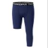 DEVOROPA Youth Boys One Leg Compression Pants for Basketball 3/4 Leggings Sports Tights Kids Athletic Soccer Base Layer Navy XL
