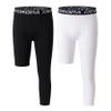 DEVOROPA Youth Boys One Leg Compression Pants for Basketball 2-Pack 3/4 Leggings Sports Tights Kids Athletic Soccer Base Layer Black/White XL