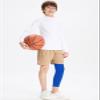 DEVOROPA Youth Boys One Leg Compression Pants for Basketball 3/4 Leggings Sports Tights Kids Athletic Soccer Base Layer Royal XS view 3