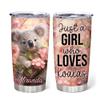 Hyturtle Personalized Gifts Koala Lover - Just A Girl Who Loves Koalas Customized Name Stainless Steel Tumbler 20 oz With Lid - Idea Cute Animals Lover Gifts For Women, Girl On Birthday, Christmasv view 1