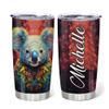 Hyturtle Personalized Gifts Koala Lover - Koala Prints Customized Name Stainless Steel Tumbler 20 oz With Lid - Idea Cute Animals Lover Gifts For Women, Girl, Kids On Birthday, Christmas view 1