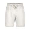 XUNRYAN Linen Shorts for Men High Waist Drawstring Bermuda Short Knee Length Summer Casual Beach Work Short Pants w Pockets White view 3